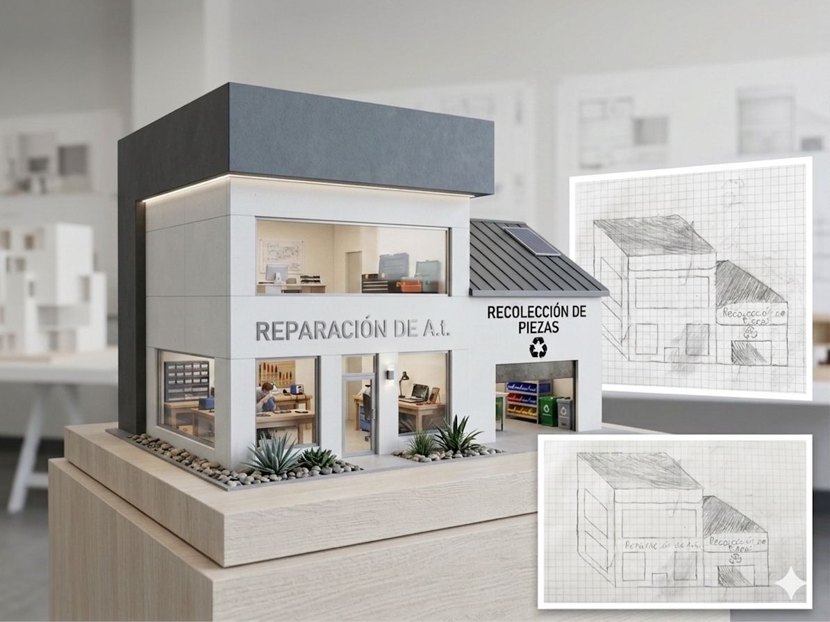 Técnico realizando reparación modular de un dispositivo