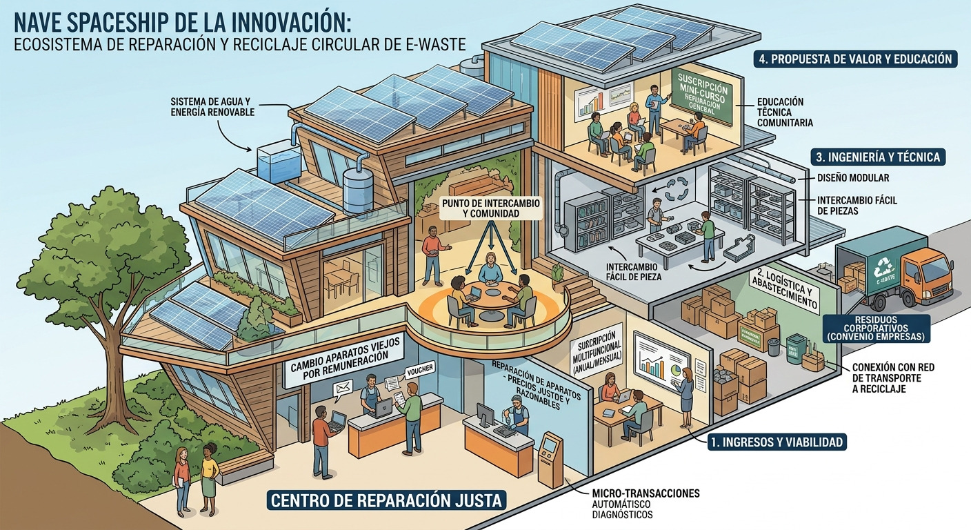 Vista exterior de la sede de E-Waste Quiosco